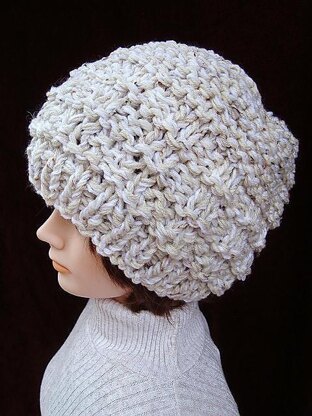 730 Weave style knitted beginner hat, beanie, cloche