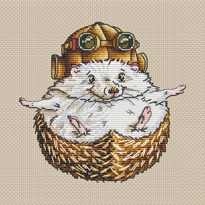 Hedgehog “Little Pilot“ Cross Stitch PDF Pattern