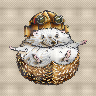 Hedgehog "Little Pilot" Cross Stitch PDF Pattern