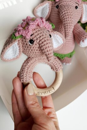 Elephant crochet rattle