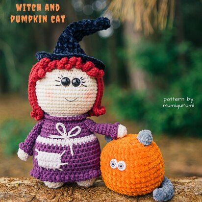 Vivian the little Witch and Pumpkin Cat