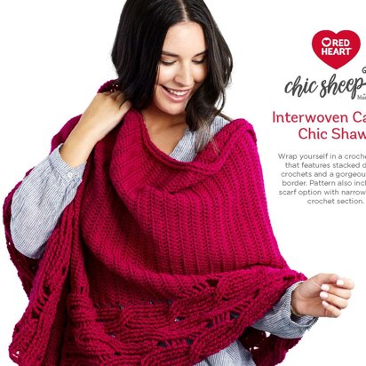 Interwoven Cabled Chic Shawl in Red Heart Chic Sheep - LW5904 - Downloadable PDF