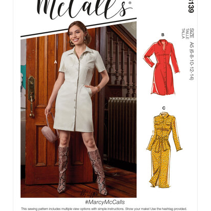 McCall's MarcyMcCalls - Misses' Dresses & Belt M8139 - Sewing Pattern