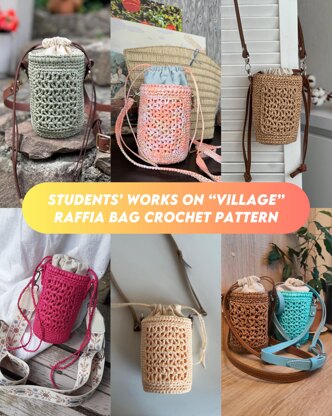 Village Raffia Mini Bag Crochet Pattern, Cellphone Bucket Bag Step-by-Step Video Tutorial