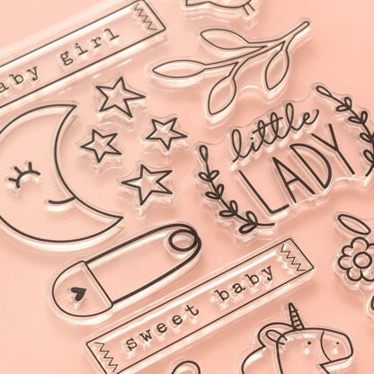 American Crafts Pebbles Peek-A-Boo You Clear Stamps - Girl