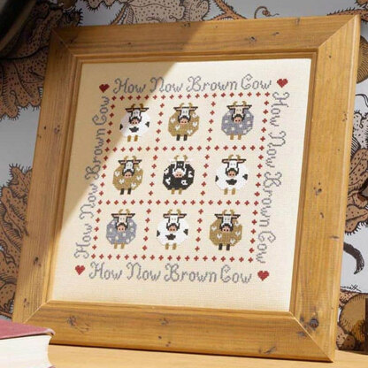 Historical Sampler Company How Now Brown Cow Cross Stitch Kit - 16ct Aida - 21cm x 21cm