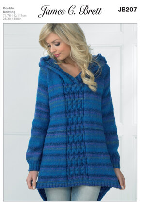 Hooded Sweater in James C. Brett Marble DK - JB207