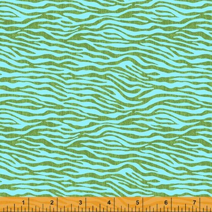 "A is for Animals" von Windham Fabrics - Baby Zebra Turquoise - 52932-9
