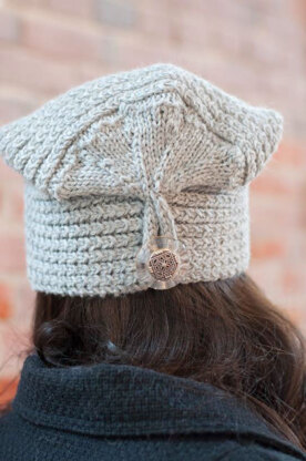 Button Flap Hat in Plymouth Yarn Homestead - F554 - Downloadable PDF