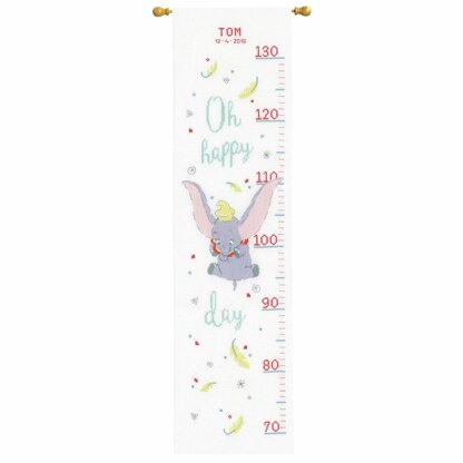 Vervaco Counted Cross Stitch Kit: Disney Dumbo Oh Happy Day Height Chart - 18 x 70cm