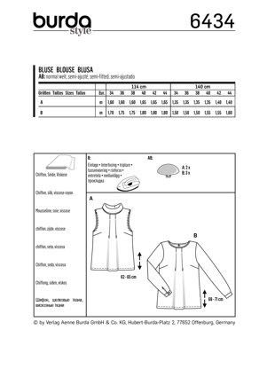 Burda Style Women's Feminine Blouses B6434 - Paper Pattern, Size 8-18