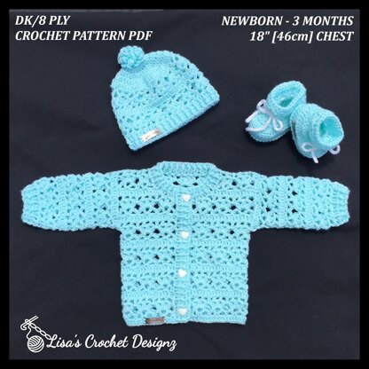 Bonnie Baby Cardigan Hat and Booties Set