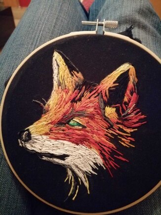 Fox portrait embroidery #2