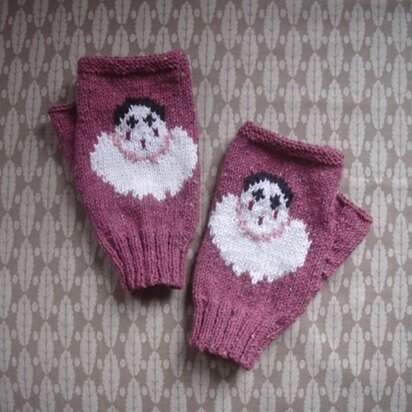 Pierrot clown fingerless mitts/gloves