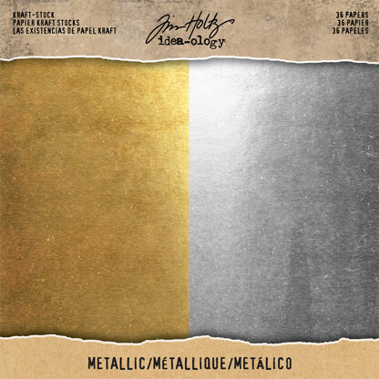 Advantus Idea-Ology Kraft Stock Cardstock Pad 8"X8" 36/Pkg - Metallic Gold & Silver/18 Each