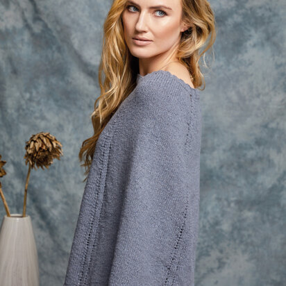 Eggplant Poncho in Rowan Denim Revive - ZB298-00010-FR - Downloadable PDF