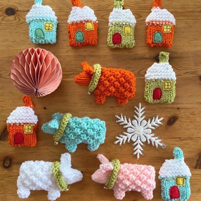 Christmas Gingerbread Houses and Mini Sheep Baubles