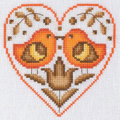 Creative World of Craft Love Bird Heart Folk Art Mini Cross Stitch Kit - 4 1/2 x 4 1/2"