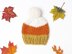 Candy Corn Halloween Hat Toque Pompom Chunky Winter Fall Pompom Pumpkin