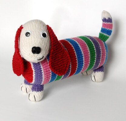 Dave the Stash Busting Dachshund - Knit Flat & In the Round Versions