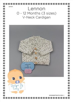 Lennon V neck cardigan baby kitting pattern 0-12mths