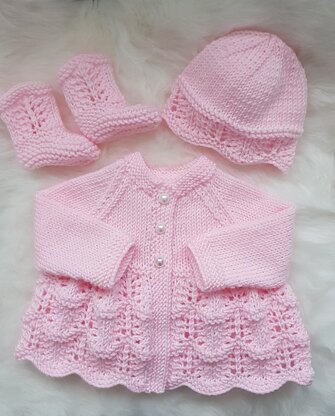 Isabella Baby Cardigan, Hat & Booties knitting pattern