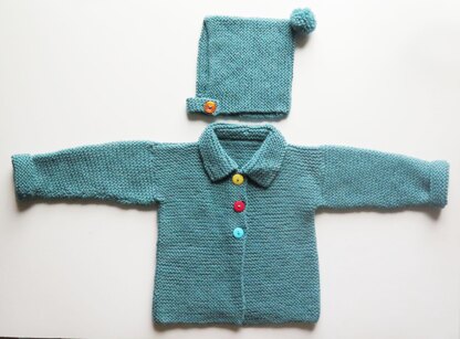 Easy Knitting Garter Stitch Baby Jacket and Hat