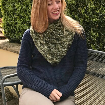 Aranyani Neck Warmer / Triangular Cowl in Sirdar Harrap Tweed DK