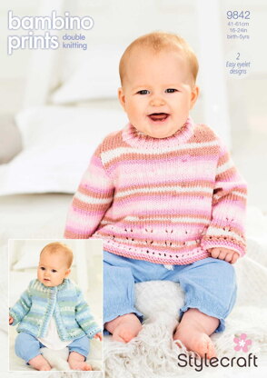 Cardigan and Sweater in Stylecraft Bambino Prints DK - 9842 - Downloadable PDF