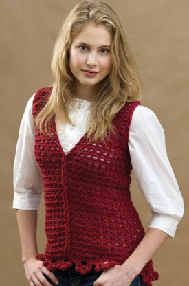 Crochet Loop-Cable Vest in Red Heart Soft - LW1604EN - Downloadable PDF