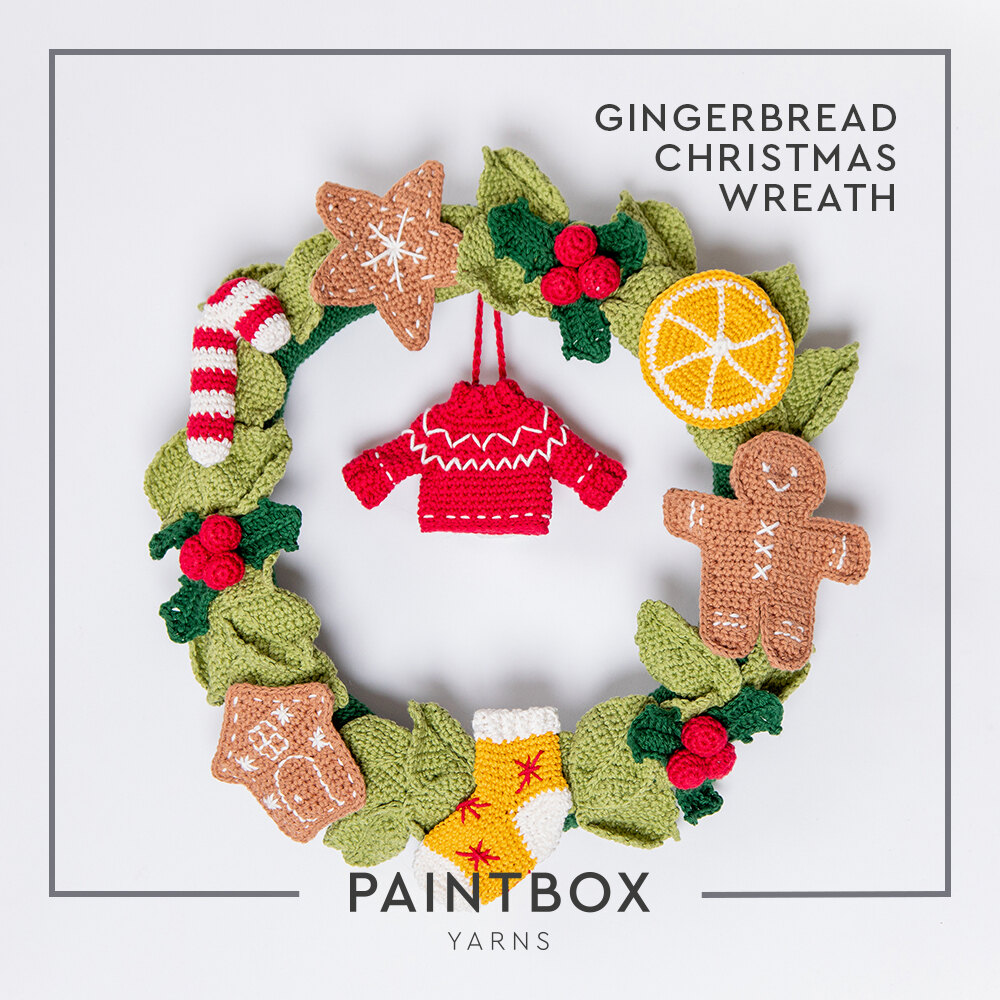 Paintbox Yarns Gingerbread Christmas Wreath PDF (Free) at WEBS | Yarn.com, image size:1000x1000