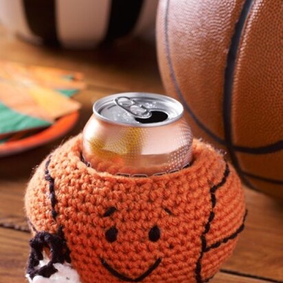 Basketball Can Cozy in Red Heart Super Saver Economy Solids - LW4187