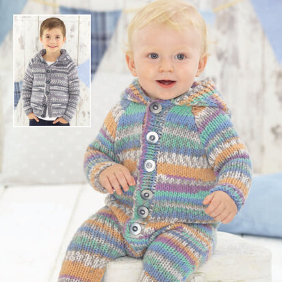 Hooded Onesie and Hooded Jacket in Sirdar Snuggly Baby Crofter Chunky - 4780 - Downloadable PDF