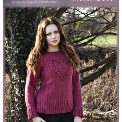 Knitted Heart Sweater in Twilleys Mist DK - 9173