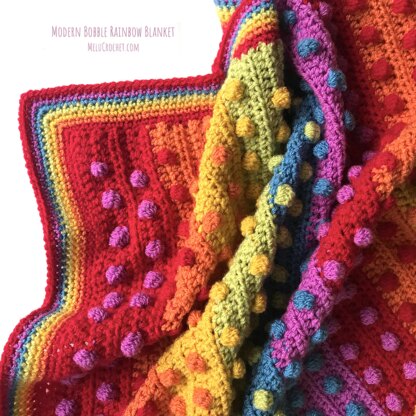 Modern Bobble Rainbow Blanket pattern by Melu Crochet