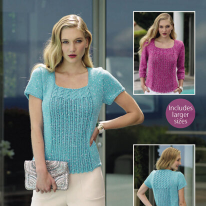 3/4 and Short Sleeved Top in Sirdar Soukie DK - 7929 - Downloadable PDF