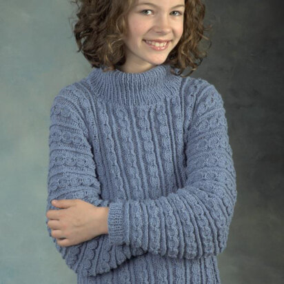 Child’s Cabled Pullover in Plymouth Yarn Dandelion - 2342 - Downloadable PDF