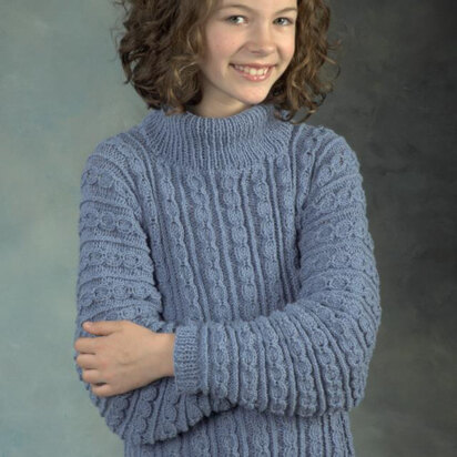 Child’s Cabled Pullover in Plymouth Yarn Dandelion - 2342