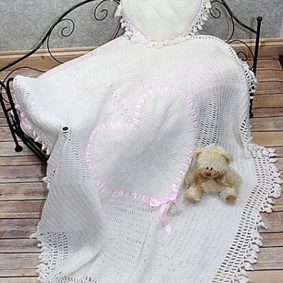 Heart Shawl & Pillow Crochet Pattern #98