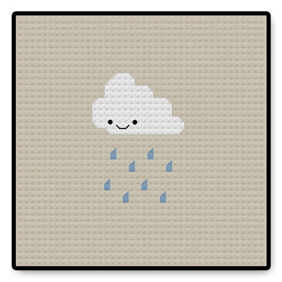 Tiny Rain Cloud Kawaii - PDF Cross Stitch Pattern