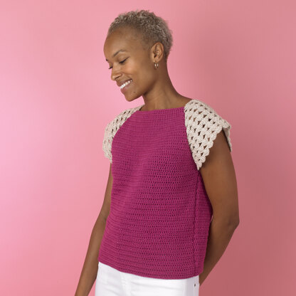 Charming Cap Sleeve Top - Free Crochet Pattern For Women in Paintbox Yarns Cotton DK