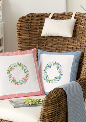 Anchor Aromatic Plants - Cushions with Flower Wreath, Pink and Blue - 0060044-00901_01 -  Downloadable PDF
