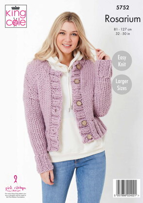 Ladies Round and V Neck Cardigans Knitted in King Cole Rosarium - 5752 - Downloadable PDF