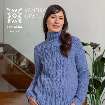 Vandra Jumper - Knitting Pattern for Women in MillaMia Naturally Soft Aran