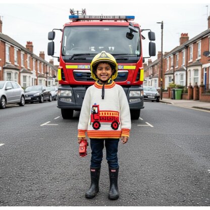 Fire-engine truck sweater