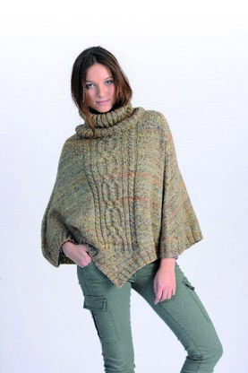 Damenponcho mit Zopfmuster in Schachenmayr Aventica - S8278