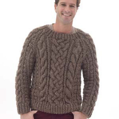 Raglan Cabled Pullover in Lion Brand Wool-Ease Thick & Quick - L40174 - knitting pattern