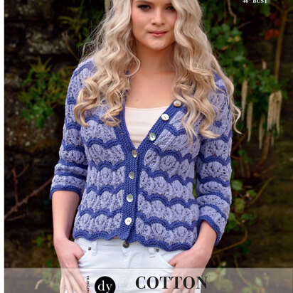 Two Colour Lace Cardigan in DY Choice Cotton Aran - DYP232 - Downloadable PDF