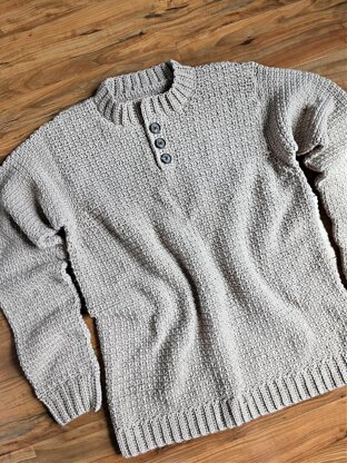 Ambrose Quarter Button Men's Crochet Sweater