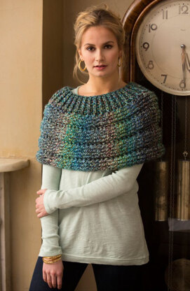 Cowl Shoulder Cozy in Red Heart Medley - LW4714 - Downloadable PDF